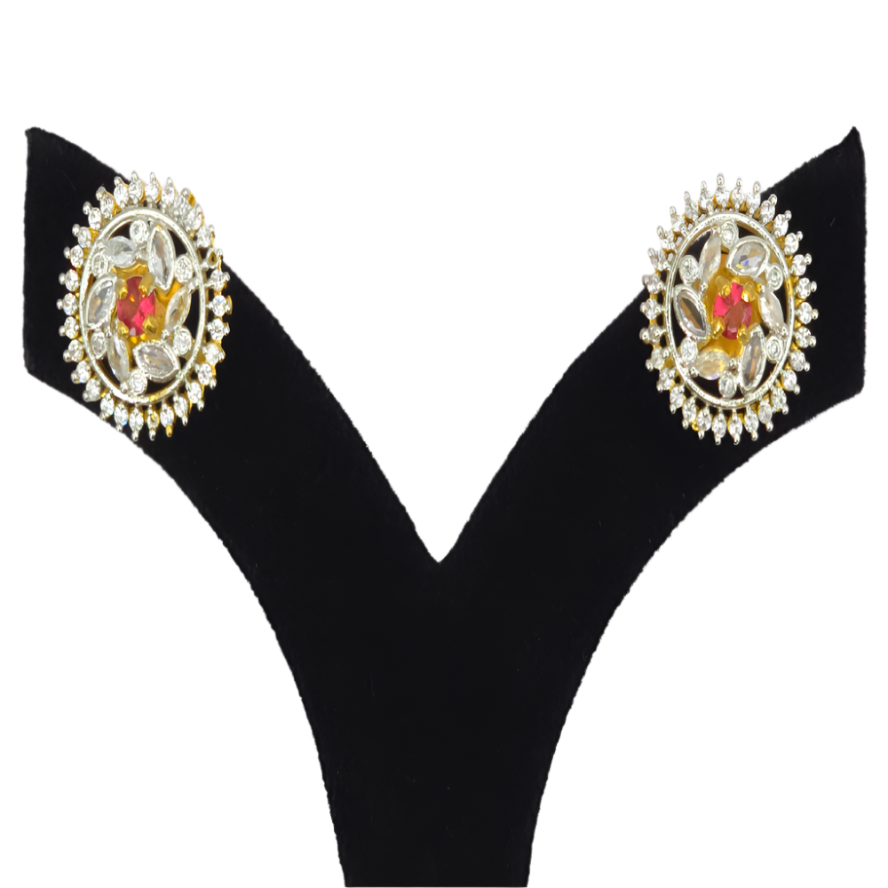 Exquisite Golden Red Cubic Zirconia Earrings – Wedding Collection