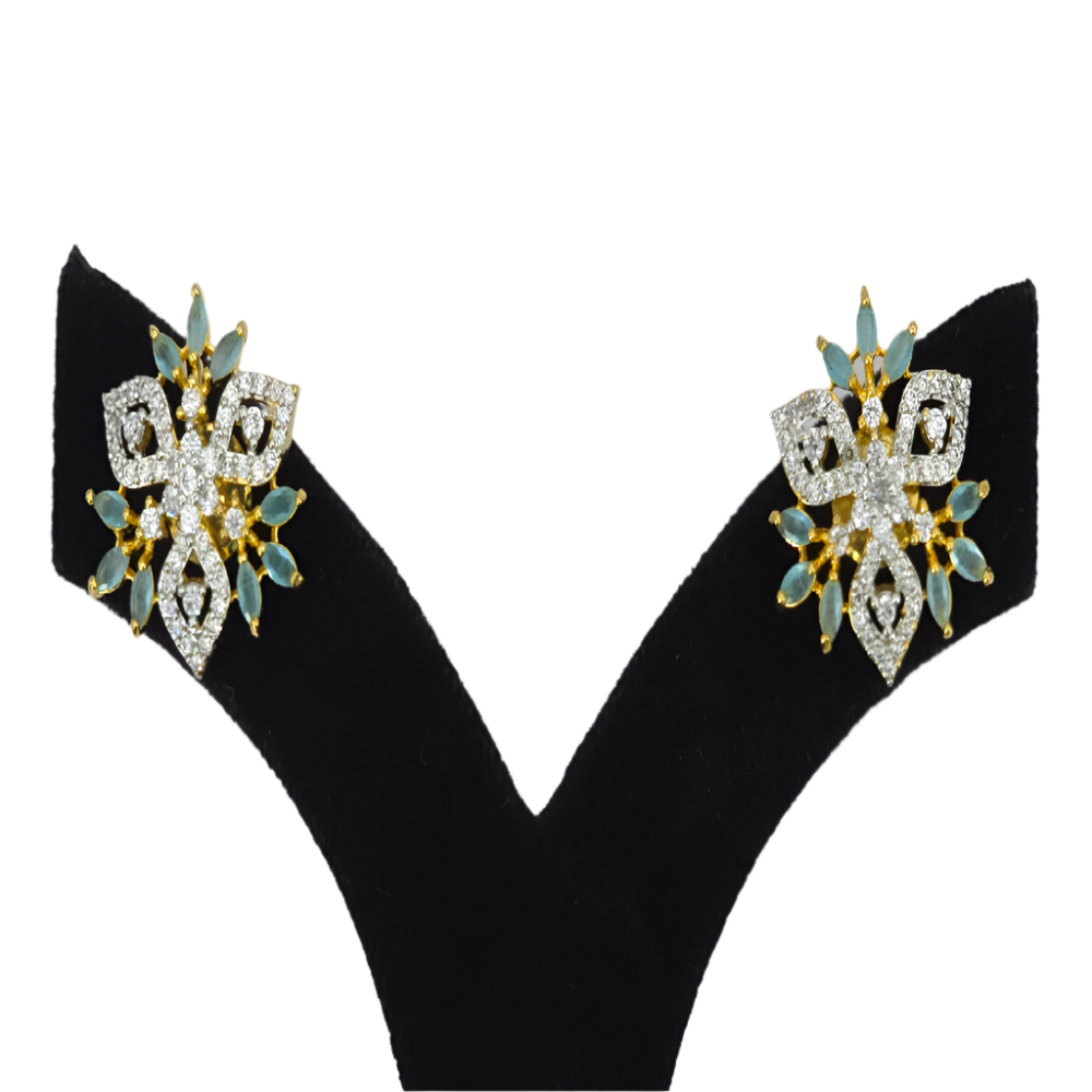 Exquisite Golden Petal Flora Cubic Zirconia Earrings