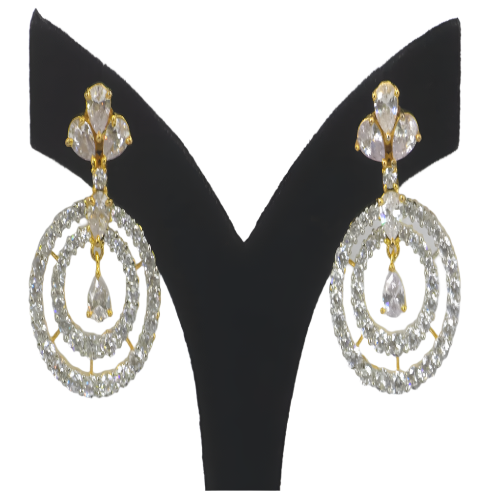 Exquisite Golden Cubic Zirconia Jhumka Earrings – Wedding Collection