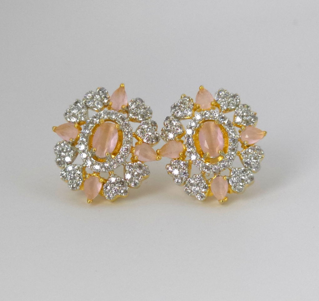 Exquisite Pink Cubic Zirconia Earrings – Wedding Collection