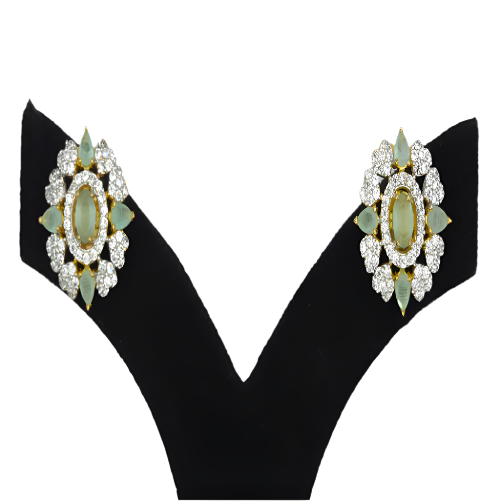 Elegant Green Cubic Zirconia Earrings – Festiv Collection