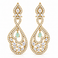 Gold-Tone Teardrop Dangle Earrings with Mint Green Stones | أقراط متدلية بلون ذهبي وأحجار باللون الأخضر النعناعي