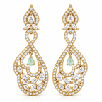 Gold-Tone Teardrop Dangle Earrings with Mint Green Stones | أقراط متدلية بلون ذهبي وأحجار باللون الأخضر النعناعي
