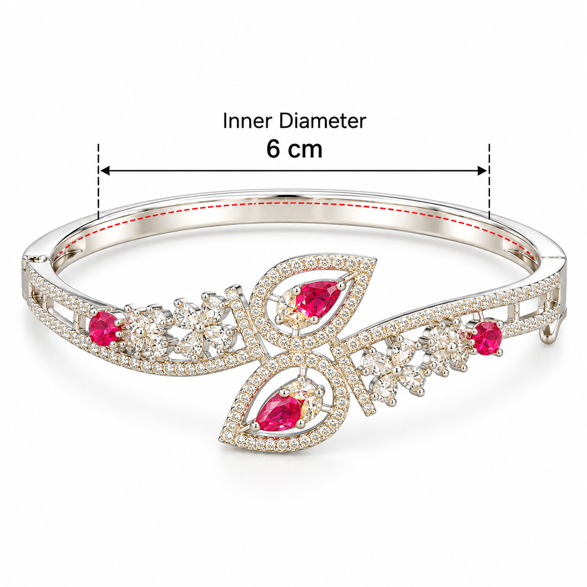 Elegant Crystal Floral Cuff Bracelet | سوار كف أنيق بتصميم زهري مرصع بالكريستال