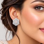 Starburst Crystal Stud Earrings with Pink Centre Stone | أقراط كريستالية بتصميم النجمة وحجر وردي مركزي