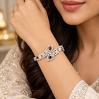 Elegant Crystal Floral Cuff Bracelet | سوار كف أنيق بتصميم زهري مرصع بالكريستال