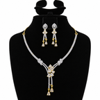 Elegant Crystal Necklace & Earrings Set – Y-Shaped Design | طقم عقد وأقراط كريستالي بتصميم أنيق