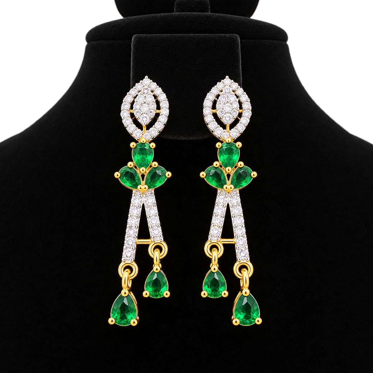 Elegant Crystal Necklace & Earrings Set – Y-Shaped Design | طقم عقد وأقراط كريستالي بتصميم أنيق