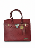 Premium Wine Red Genuine Leather Handbag – Luxury Padlock Satchel Oman | حقيبة هاي تاتش جلد طبيعي نبيذي فاخرة - حقيبة يد بـ قفل مميز عُمان