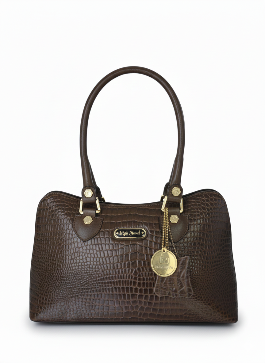 Brown Croc Full Zip Bunny Handbag – Premium Tote