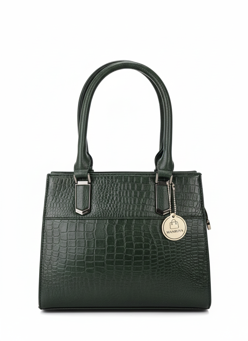 Dark Green Plain Handbag