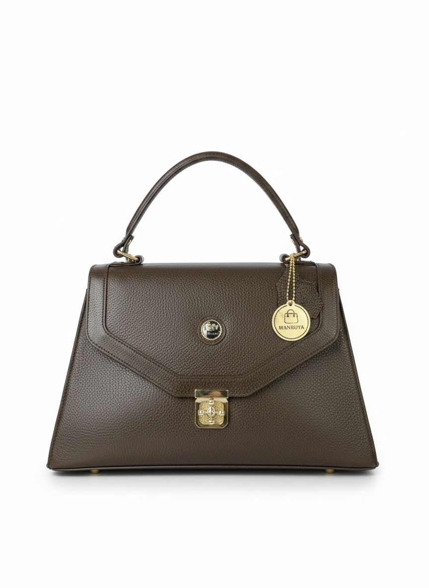 Brown Fancy Lock Handbag