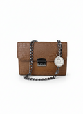 Chic Brown Croc-Embossed Chain Crossbody | حقيبة كروس بودي بنية بنقشة جلد التمساح