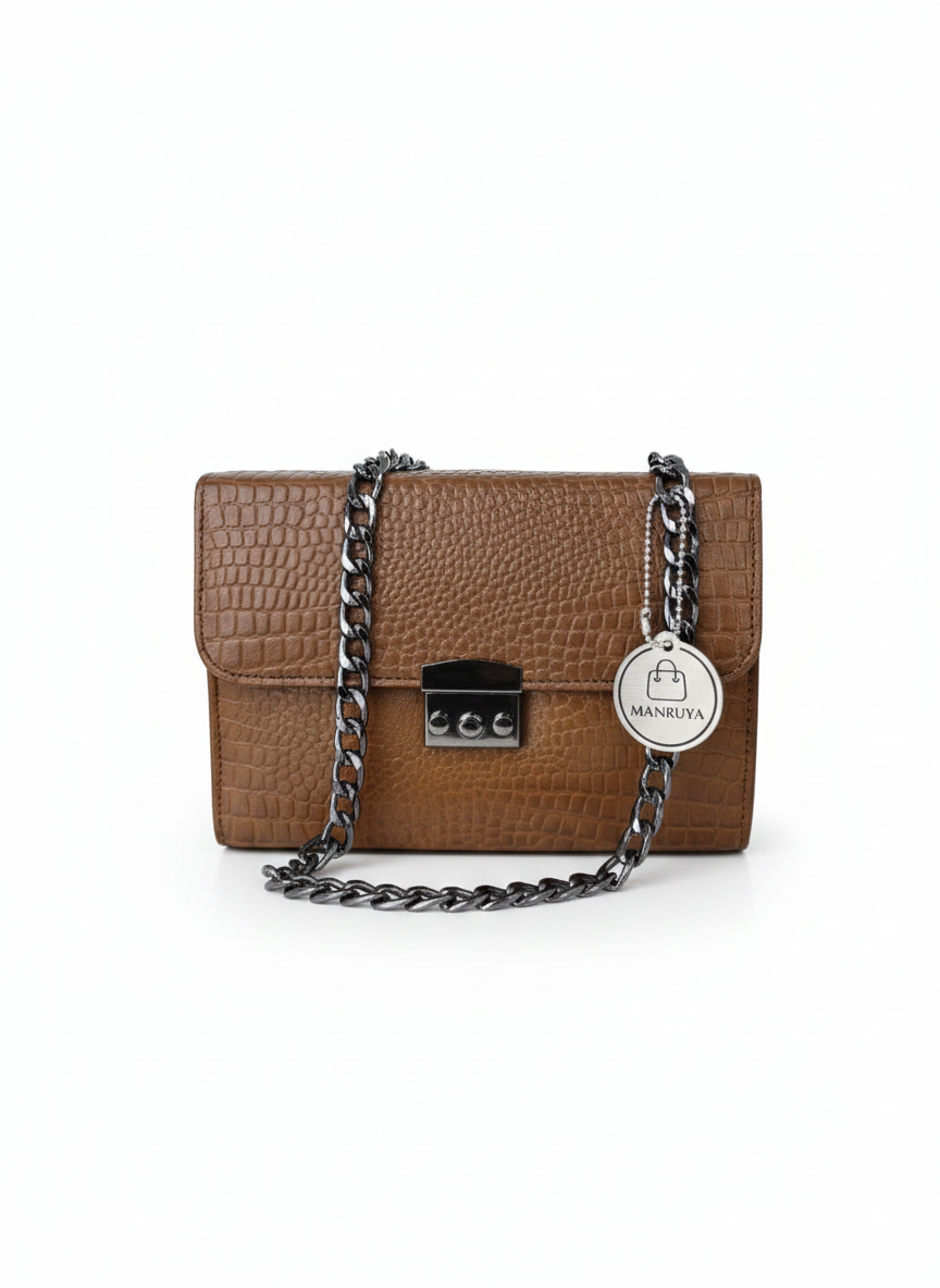 Brown Box Full Chain Handle Crossbody
