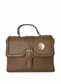 Manruya Premium Brown Genuine Leather Satchel – Luxury Croc-Embossed Handbag Oman | حقيبة مانرويا جلد طبيعي بني فاخرة بنقشة التمساح عُمان