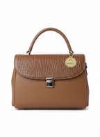 Brown Flap Push-Lock Handbag