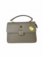 Beige Square Lock Sling Bag