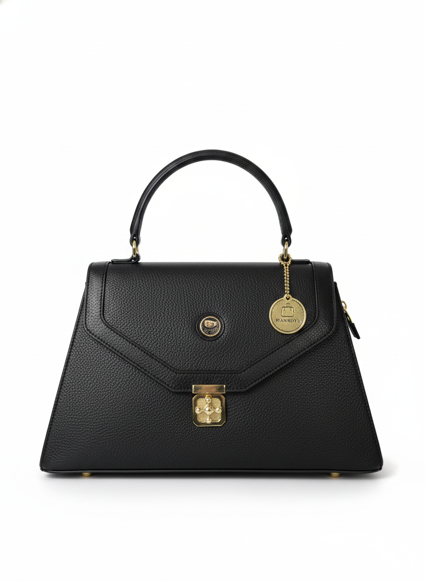 Black Fancy Lock Handbag