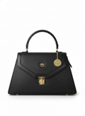 Manruya Black Fancy Lock Handbag – Premium Genuine Leather Bag for Women in Oman | حقيبة مانرويا الفاخرة بـ قفل مميز - حقيبة جلد طبيعي للنساء في عُمان