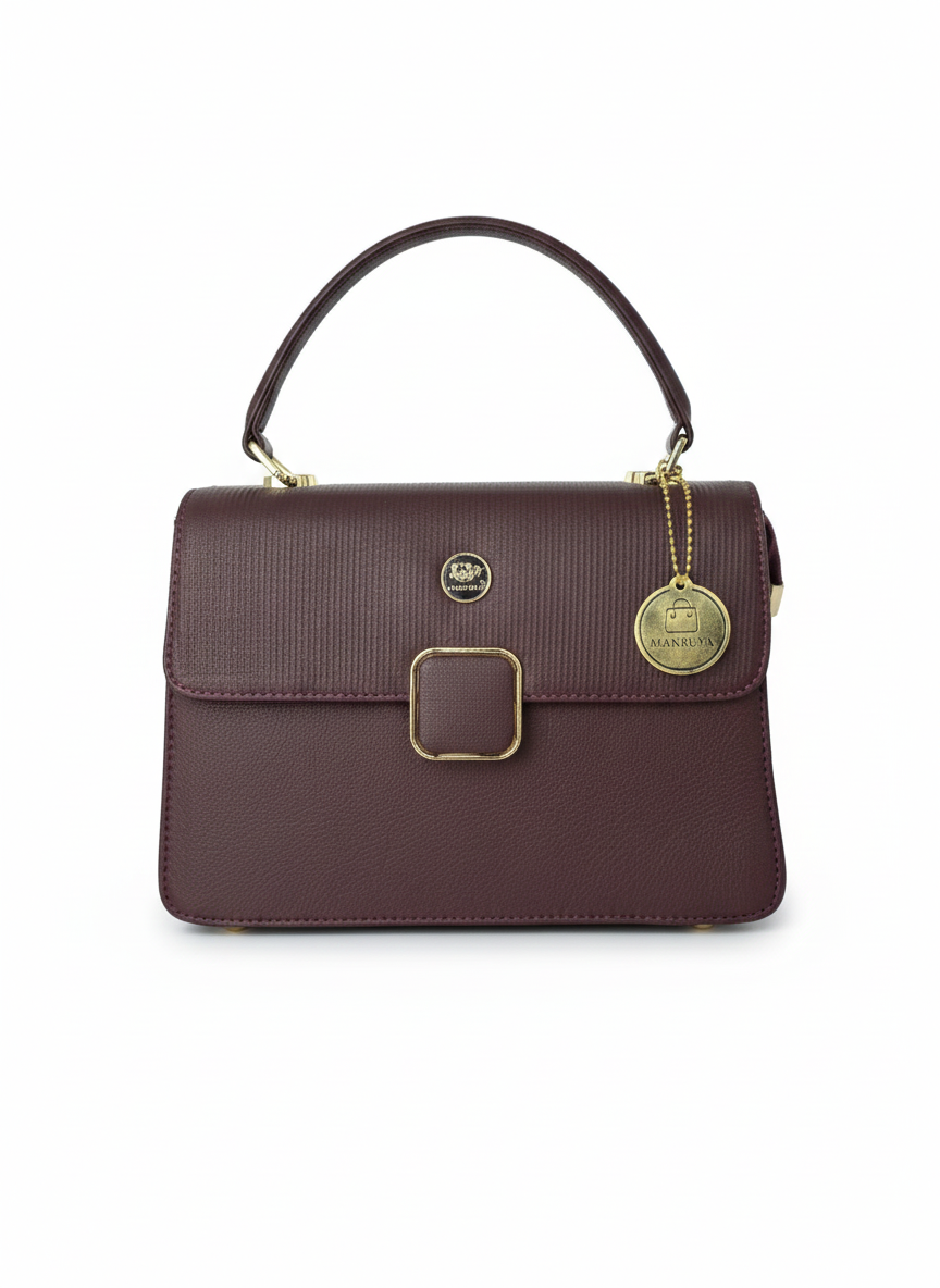 Brown Square Lock Sling Bag