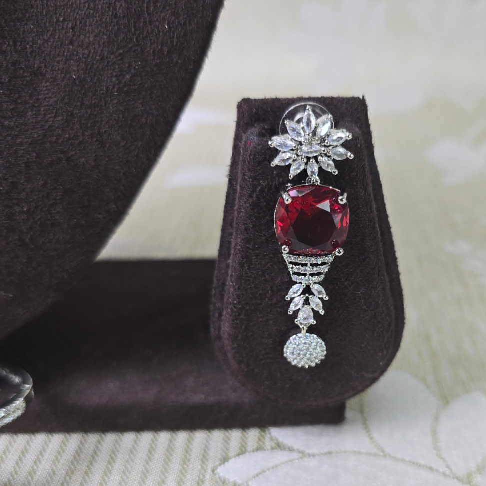 Elegant Red Lock Diamond Jewelry Set with Cubic Zirconia