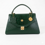 Manruya Dark Green Croc Texture Handbag | حقيبة مانرويا الخضراء الداكنة بنقشة التمساح