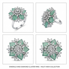 Mint Green Crystal Floral Statement Ring for Women | خاتم أخضر نعناعي فاخر بتصميم زهري للنساء