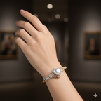 Exquisite Gold-Tone Moonstone & Diamond-Accent Bangle | سوار حجر القمر الذهبي المذهل