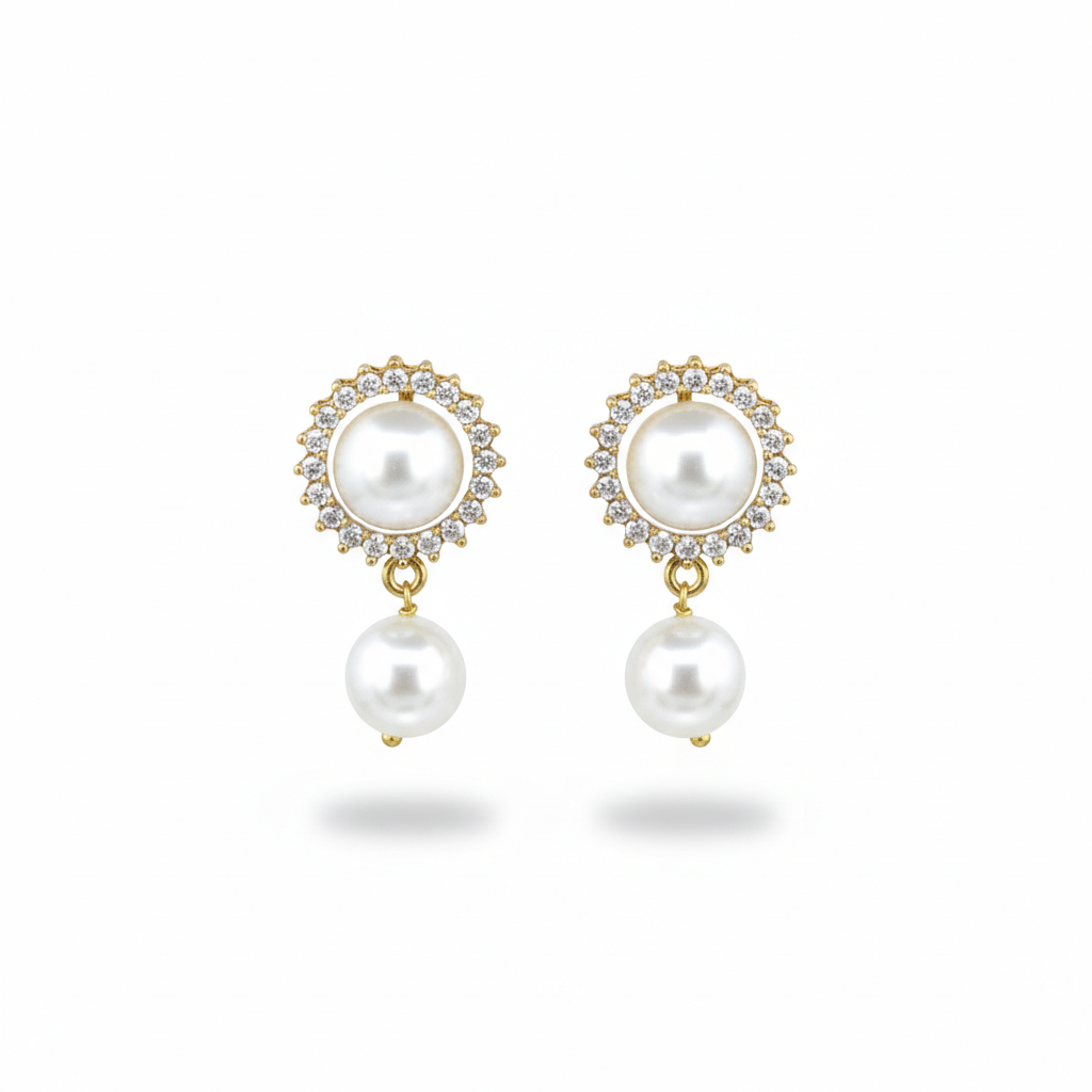 "Garden of Eden" Victorian-Plated Emerald & Pearl  Set | طقم عقد ذهبي زمرد ولؤلؤ