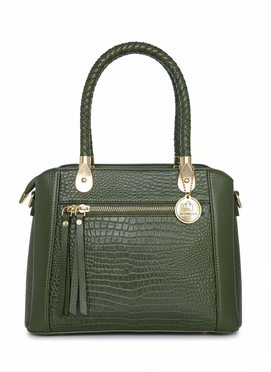 Green Cris-Cross Handle Handbag