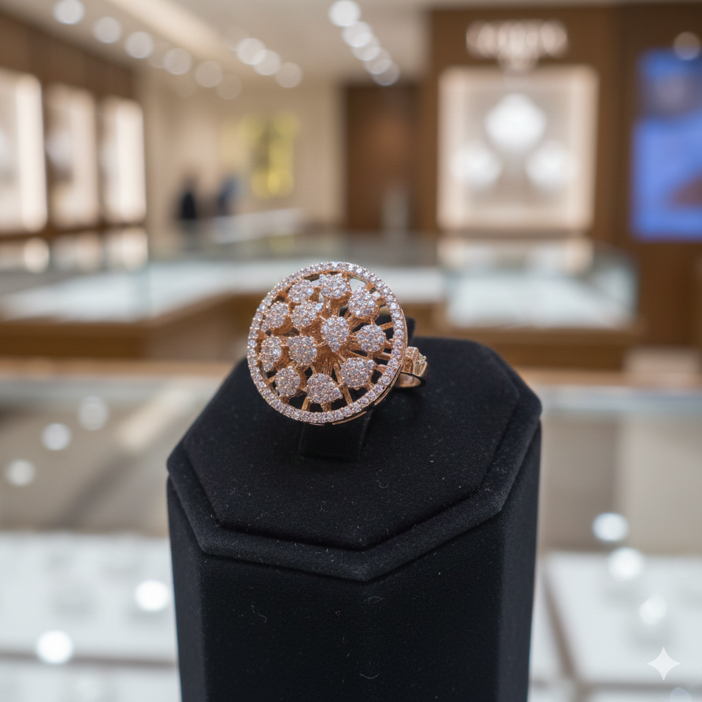 Luxury Rose Gold Crystal Floral Brooch | بروش كريستال روز جولد فاخر