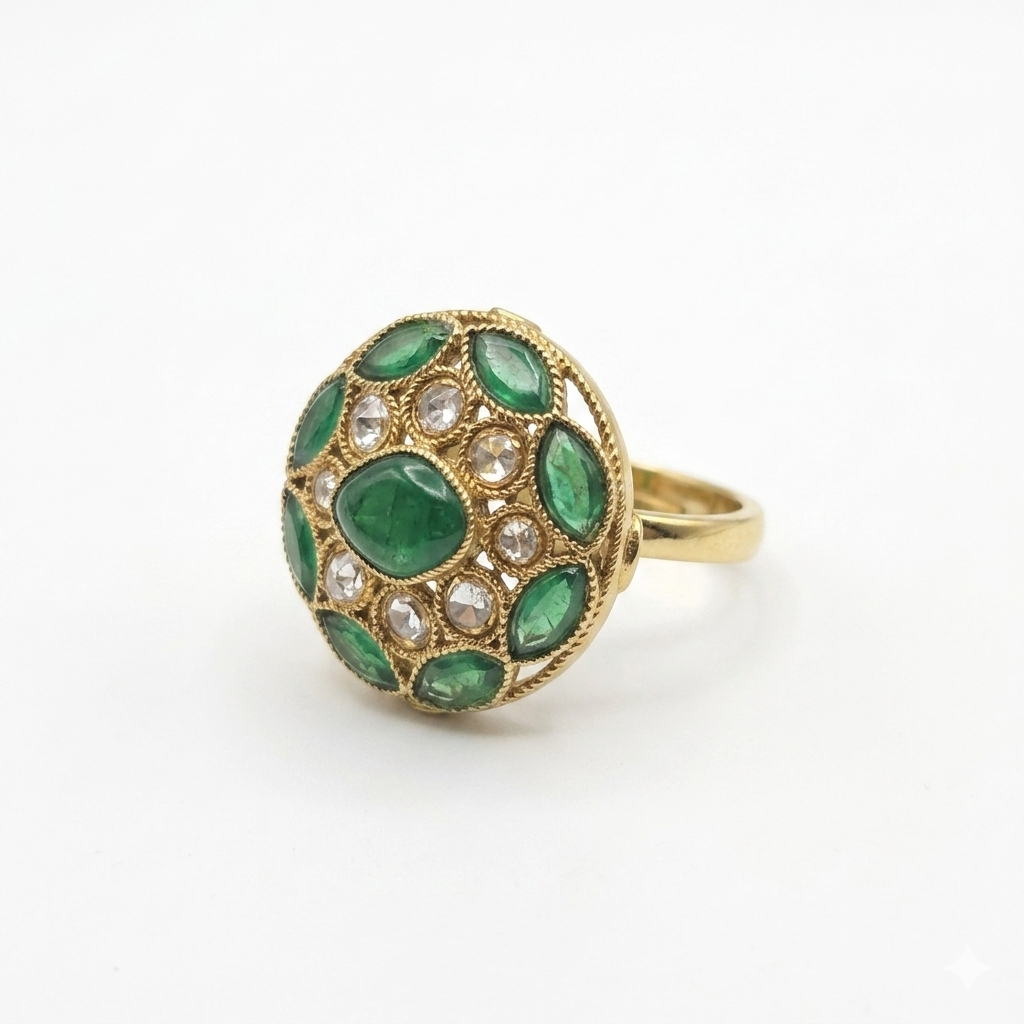 Emerald Green Statement Ring for Women | خاتم زمردي فاخر للنساء
