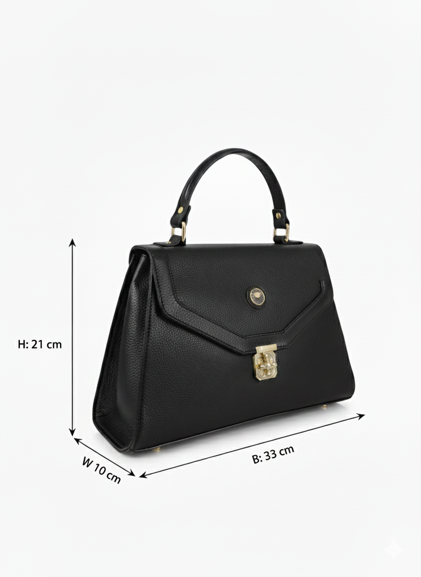 Black Fancy Lock Handbag
