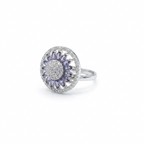 Silver Purple Floral CZ Statement Ring for Women | خاتم فضي زهري بنفسجي فاخر للنساء