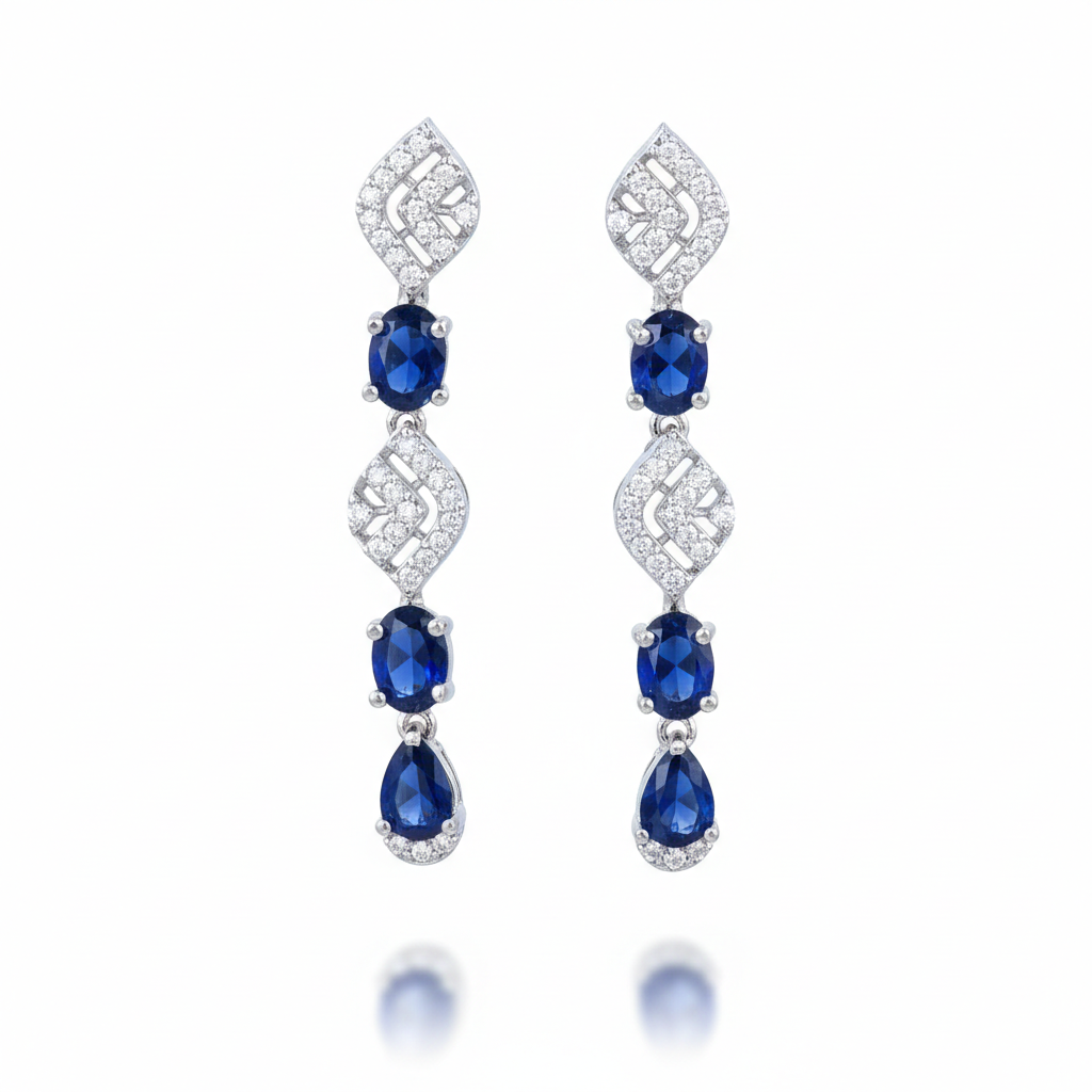 "Monarch" Blue Butterfly & Sapphire Simulant Necklace & Earrings Set | طقم مجوهرات الفراشة الأزرق