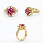 Victorian Ruby Floral Statement Ring for Women | خاتم فيكتوري فاخر بأحجار الياقوت للنساء