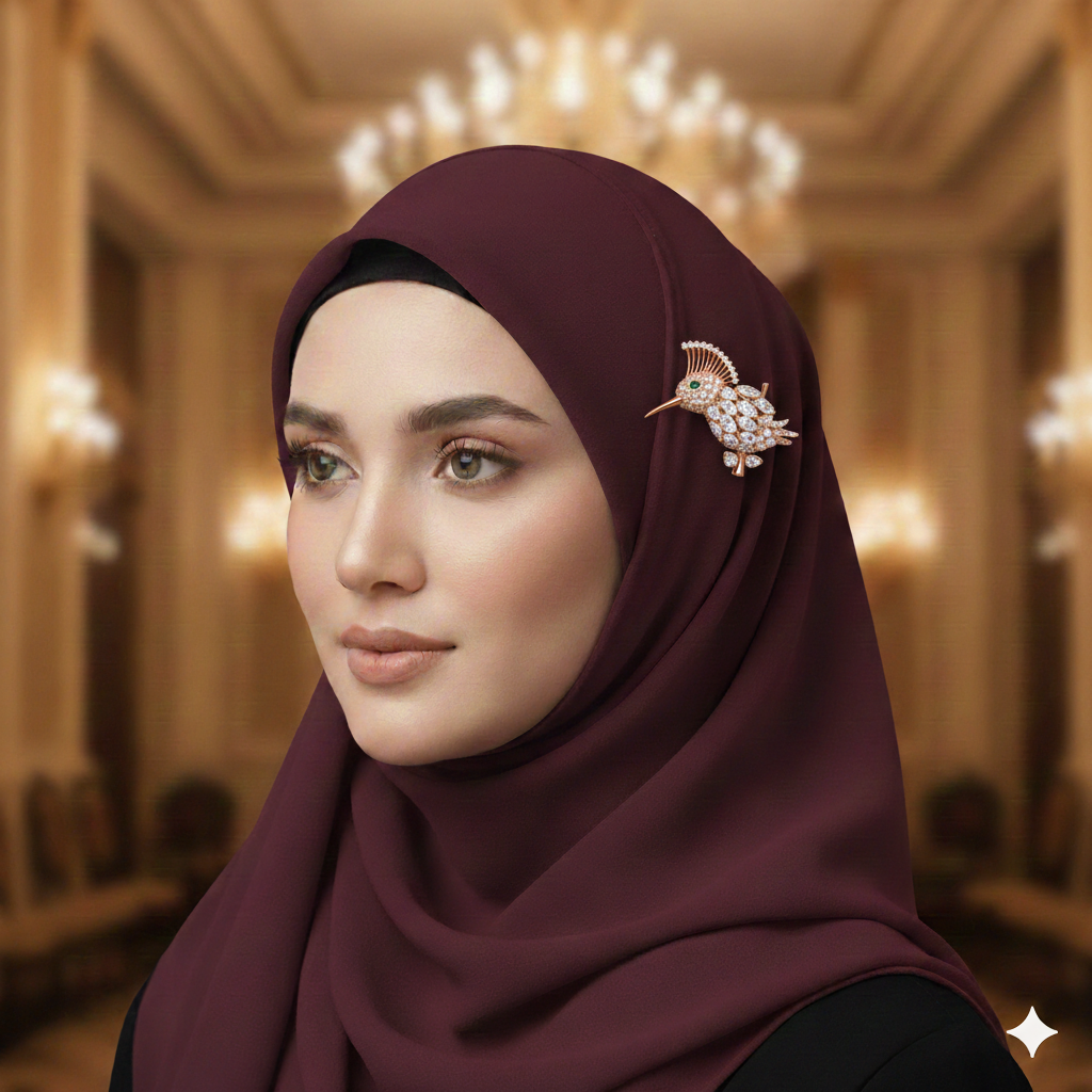 Dazzling Crystal Hummingbird Brooch | بروش طائر الطنان الكريستالي اللامع