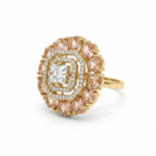 Blush Pink Halo Statement Ring for Women | خاتم وردي فاخر بتصميم هالة للنساء
