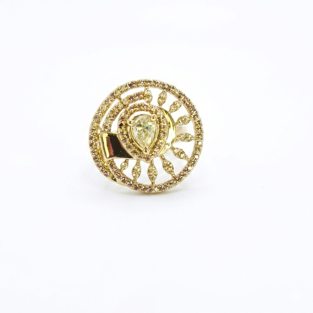 Victorian Pear Stone Statement Ring for Women | خاتم نسائي فاخر بلون فيكتوري وحجر كمثري