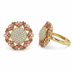 Victorian Dark Pink Floral Statement Ring for Women | خاتم فيكتوري وردي غامق فاخر للنساء