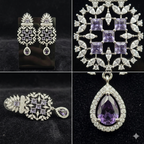 Royal Purple Amethyst Chandelier Drop Earrings – Luxury CZ Silver Danglers | أقراط بنفسجية فاخرة