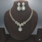 "Timeless Droplet"  American Diamond Necklace Set | طقم عقد زركون ذهبي أنيق