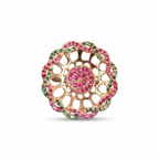 Rose Gold Pink & Green CZ Floral Statement Ring for Women | خاتم زهري فاخر بأحجار وردية وخضراء CZ للنساء