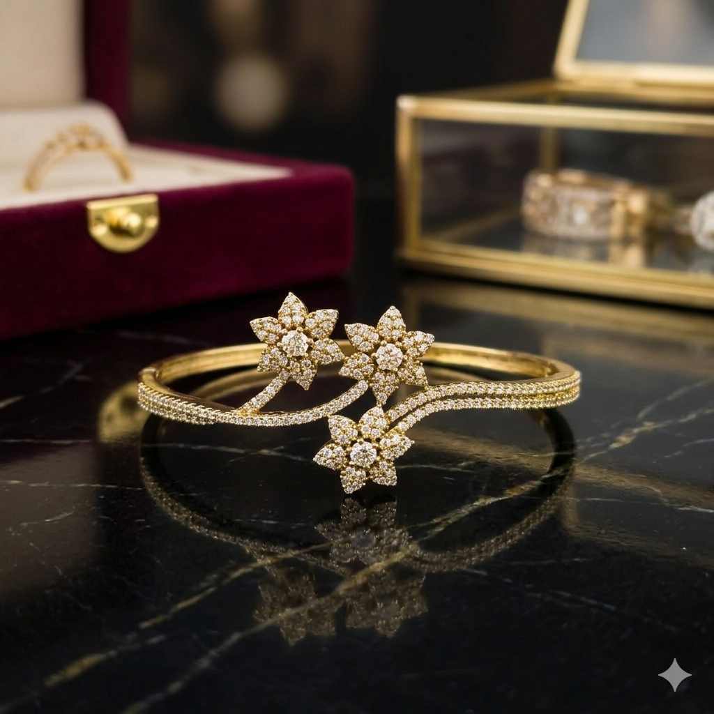Antique Victorian Triple-Flower Filigree Bracelet | سوار فيكتوري عتيق بثلاث زهور منقوشة