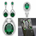 Manruya Emerald Green Teardrop Dangle Earrings - أقراط الزمرد الأخضر