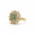 Emerald Floral Crystal Ring for Women | خاتم وردة زمردية فاخر للنساء