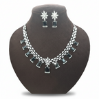 Midnight Majesty: Silver-Plated Cubic Zirconia Black & White Statement Jewelry Set
