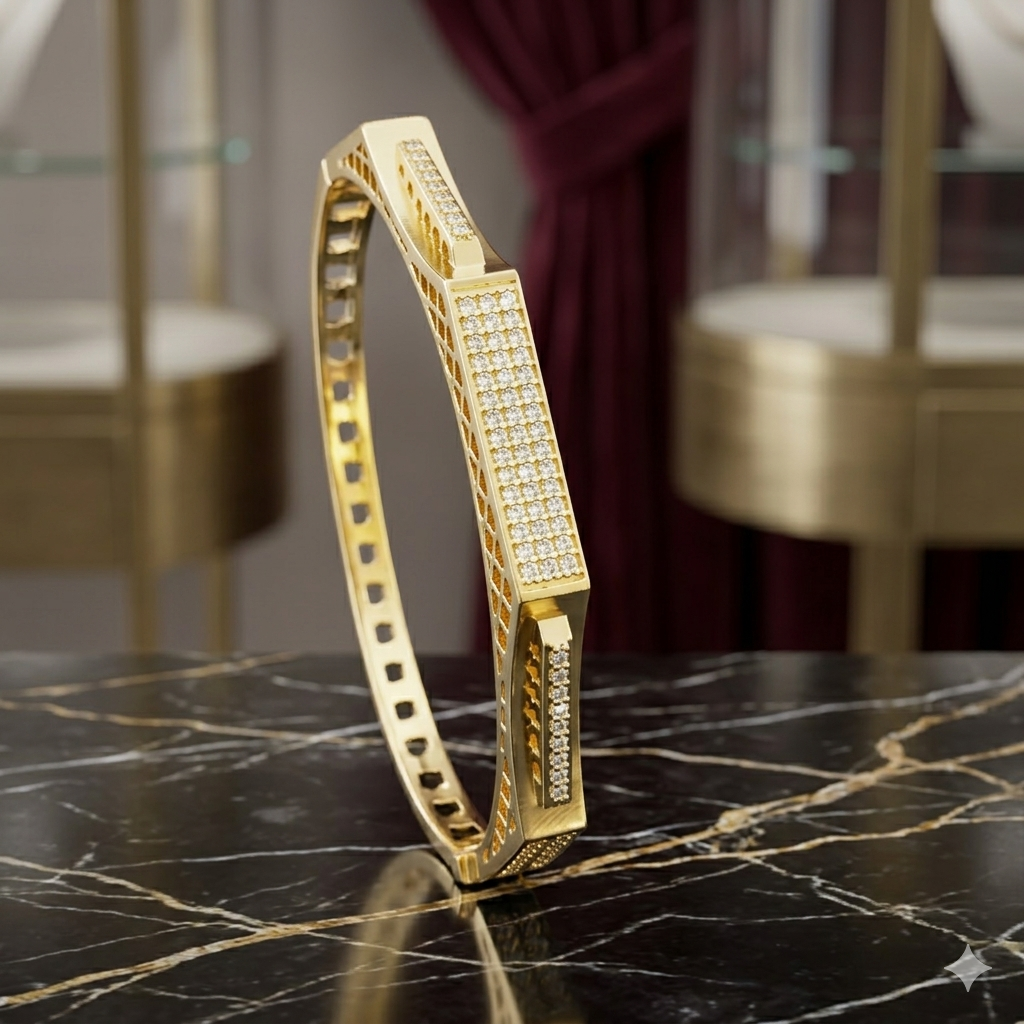 Golden Celestial Starburst CZ Bracelet | سوار النجوم الذهبي المرصع بالزركون