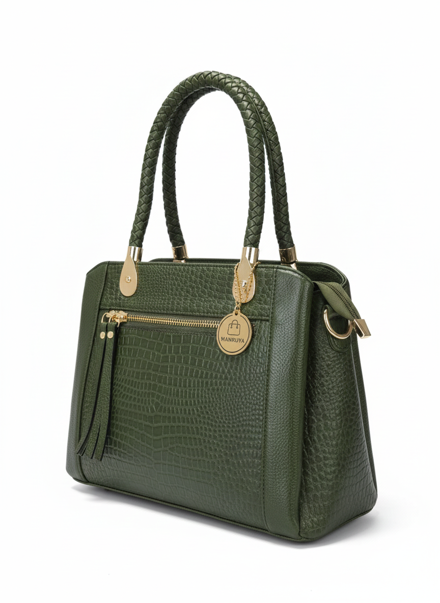 Green Cris-Cross Handle Handbag
