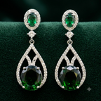 Manruya Emerald Green Teardrop Dangle Earrings - أقراط الزمرد الأخضر